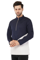Modern Blue & White Short Kurta for Men – Diwali Essential
