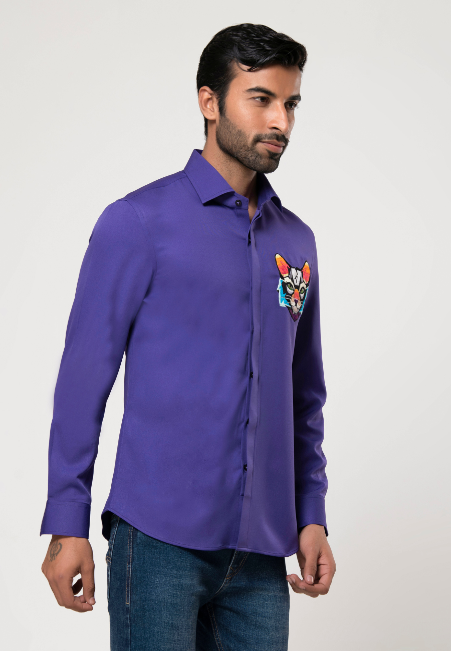 purple colour shirt